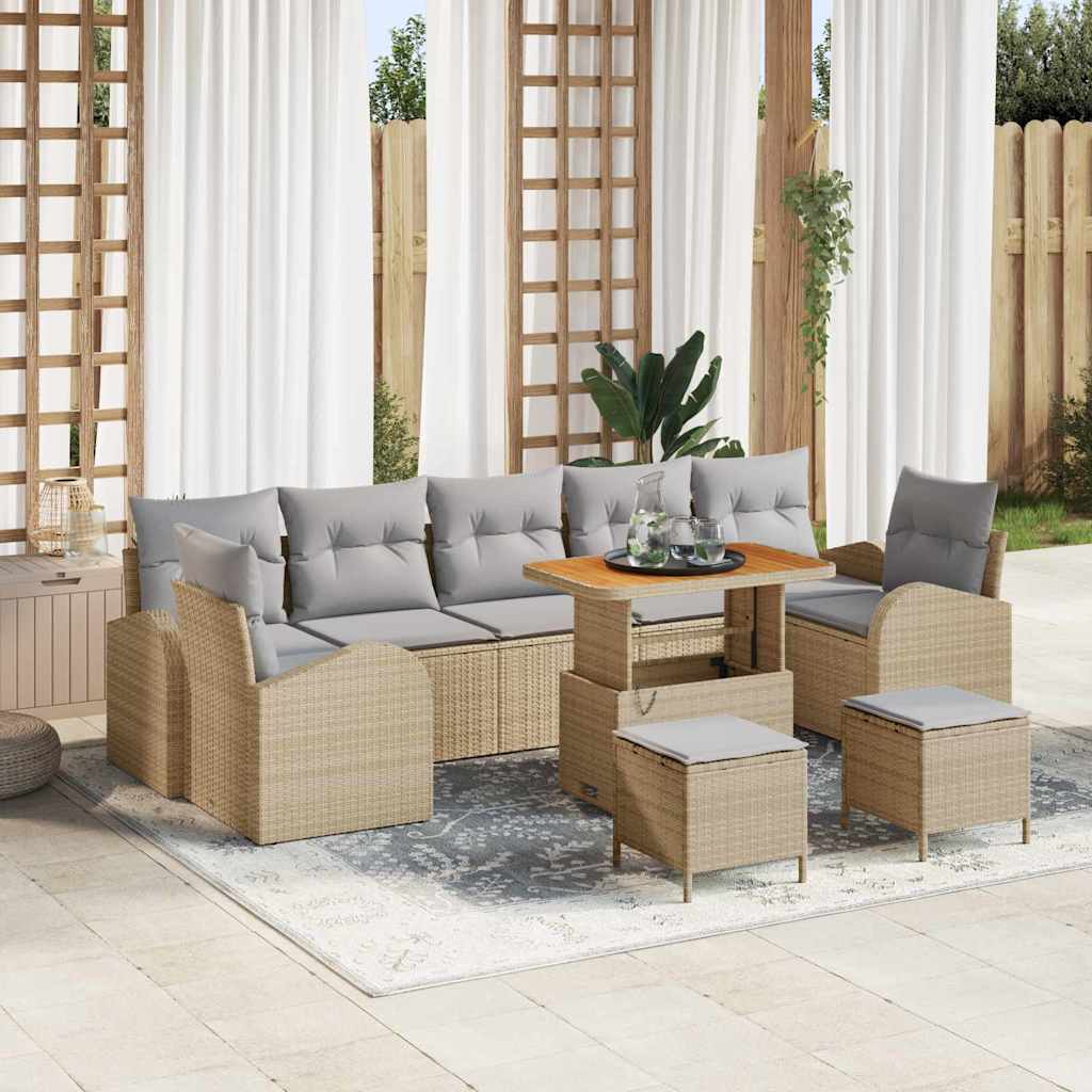 Garten-Sofa-Set 10 Stk. 9-Sitzanzahl Beige
