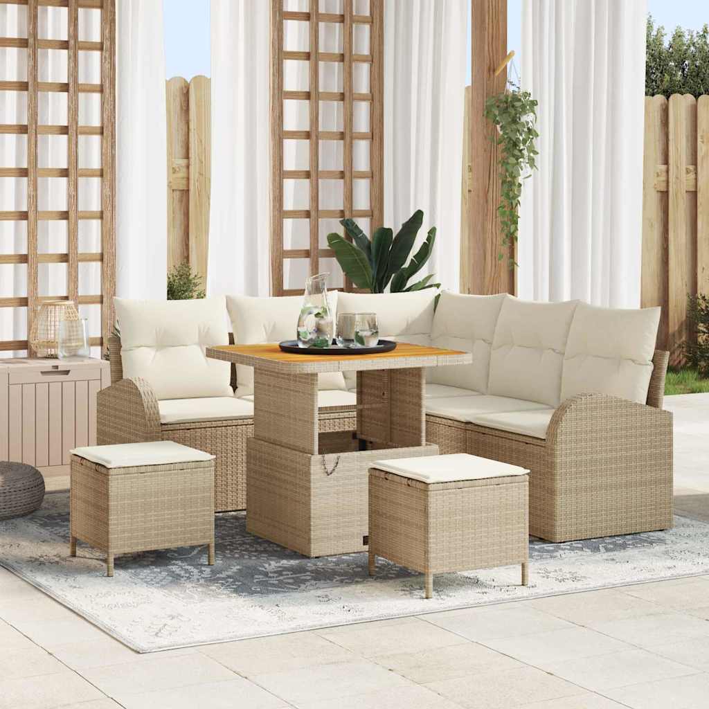 Garten-Sofa-Set 8 stk. 7-Sitzanzahl Beige und Creme