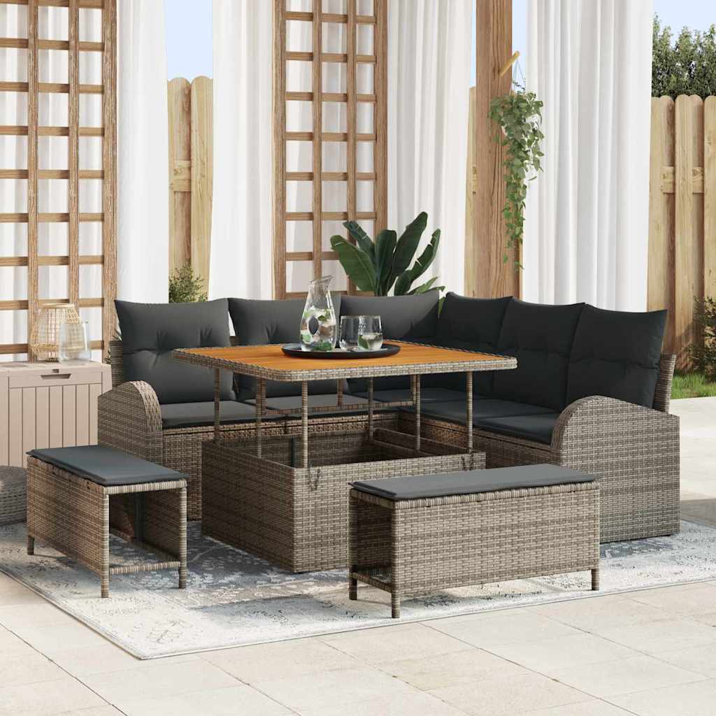 Garten-Sofa-Set 8 stk. 7-Sitzanzahl Grau