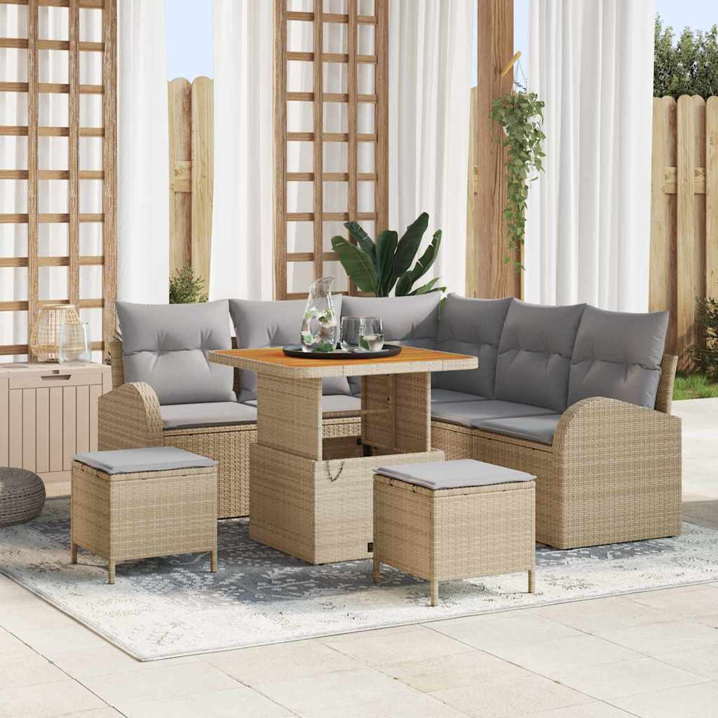 Garten-Sofa-Set 8 stk. 7-Sitzanzahl Beige und Hellgrau