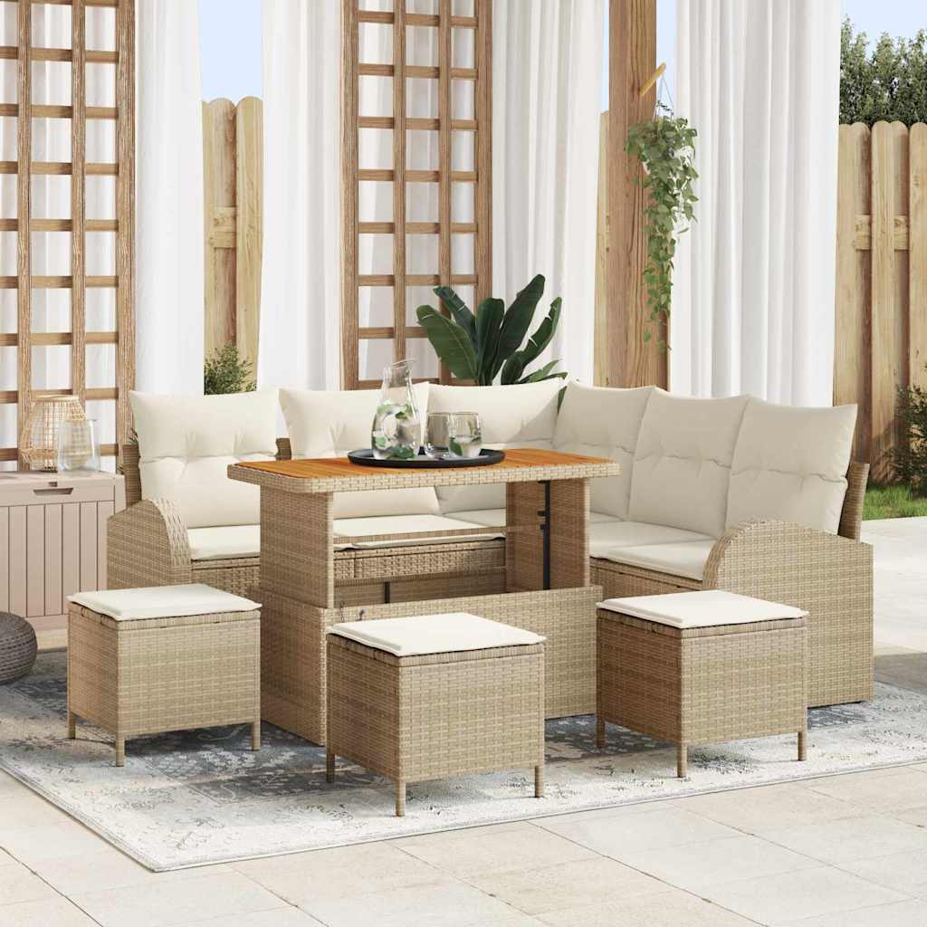 Garten-Sofa-Set 9 stk. 8-Sitzanzahl Beige und Creme