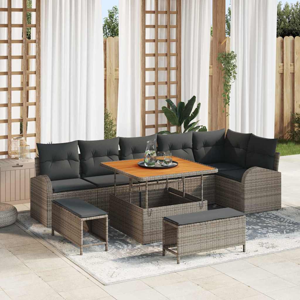 Garten-Sofa-Set 9 stk. 8-Sitzanzahl Grau