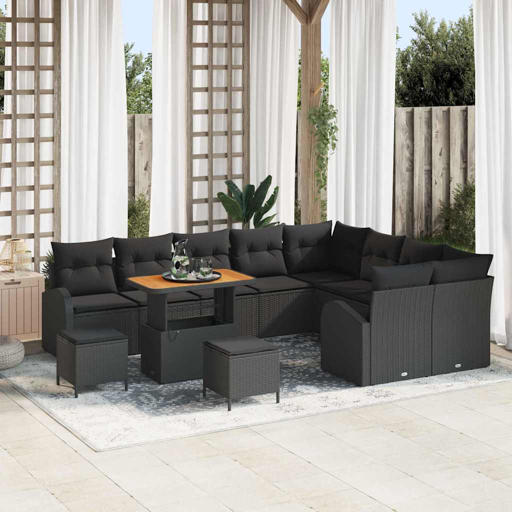 Garten-Sofa-Set 12 Stk. 11-Sitzanzahl Schwarz