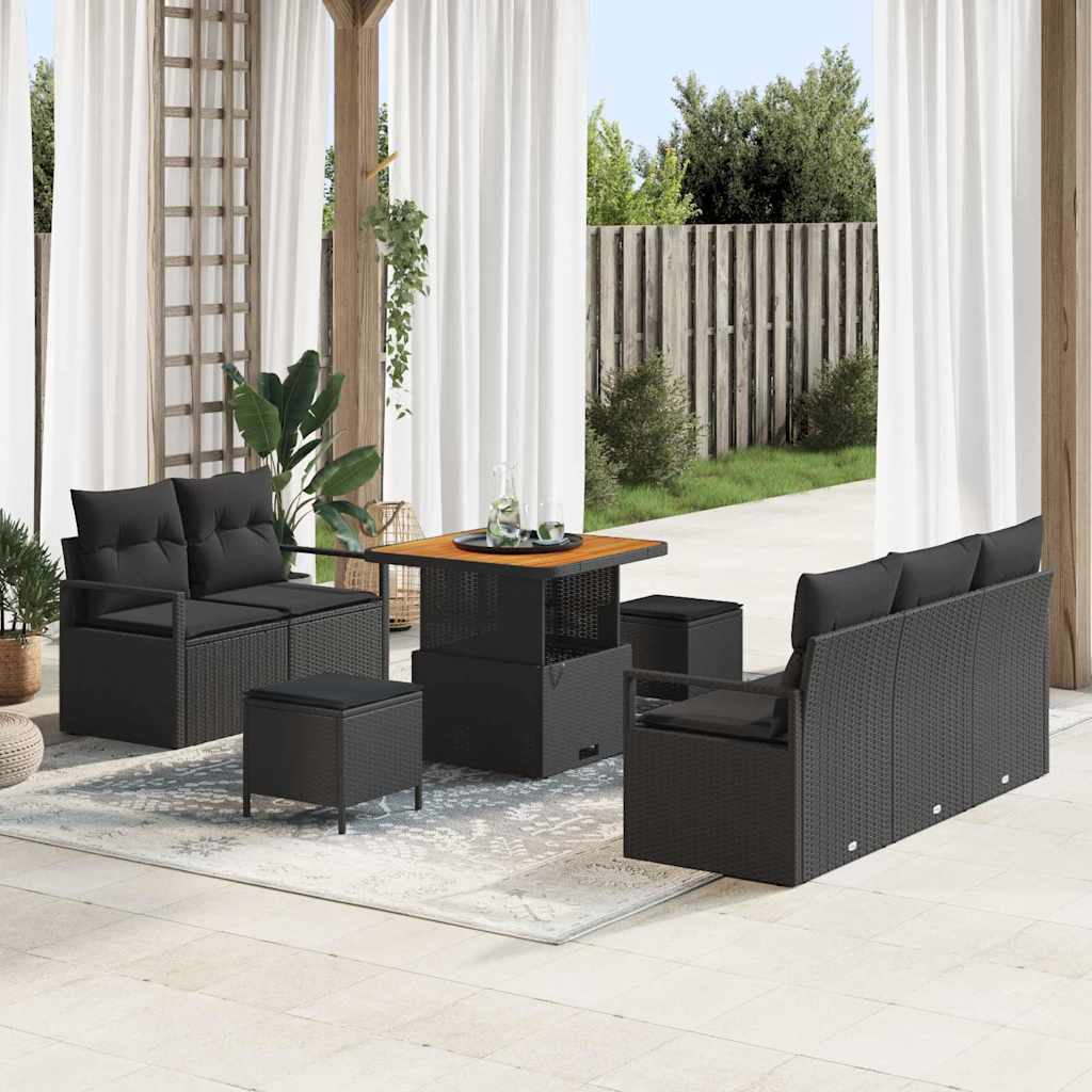 Garten-Sofa-Set 8 Stk. 7-Sitzanzahl Schwarz