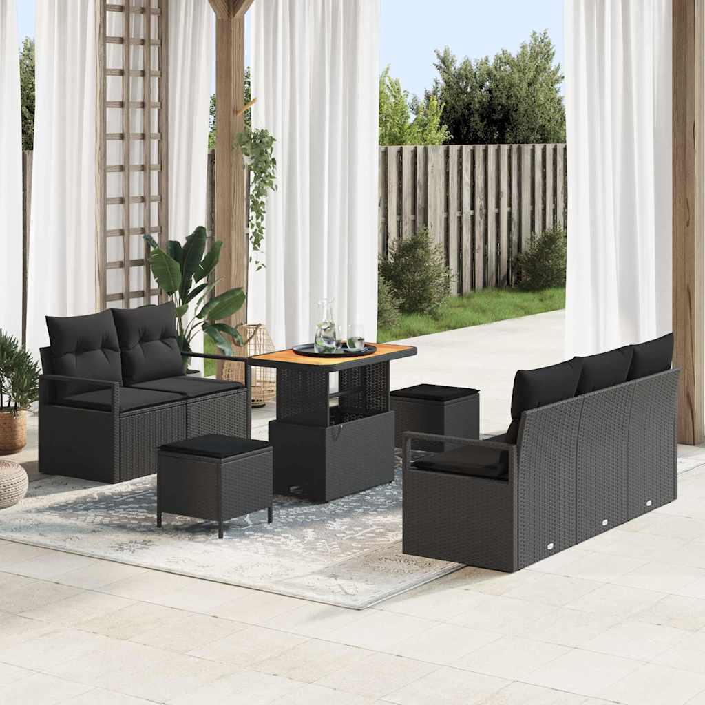 Garten-Sofa-Set 8 Stk. 7-Sitzanzahl Schwarz