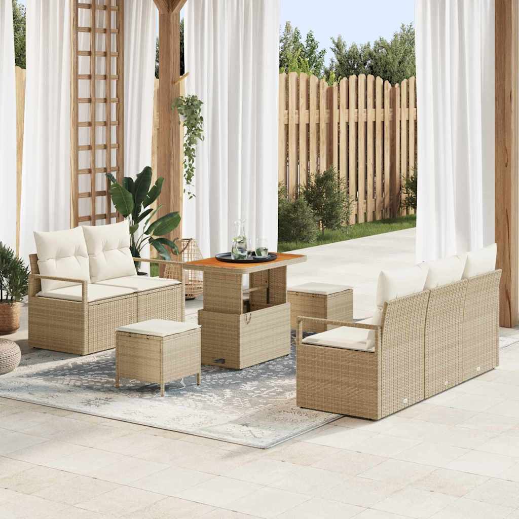 Garten-Sofa-Set 8 Stk. 7-Sitzanzahl Beige