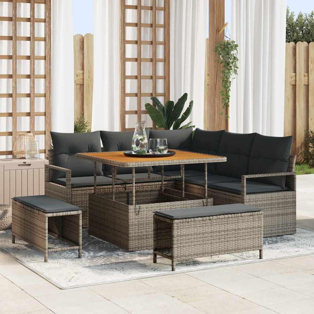 Garten-Sofa-Set 8 stk. 7-Sitzanzahl Grau