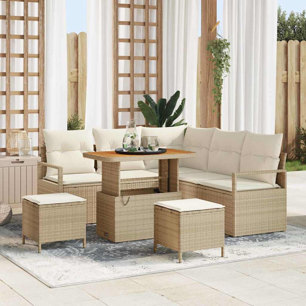 Garten-Sofa-Set 8 stk. 7-Sitzanzahl Beige und Creme