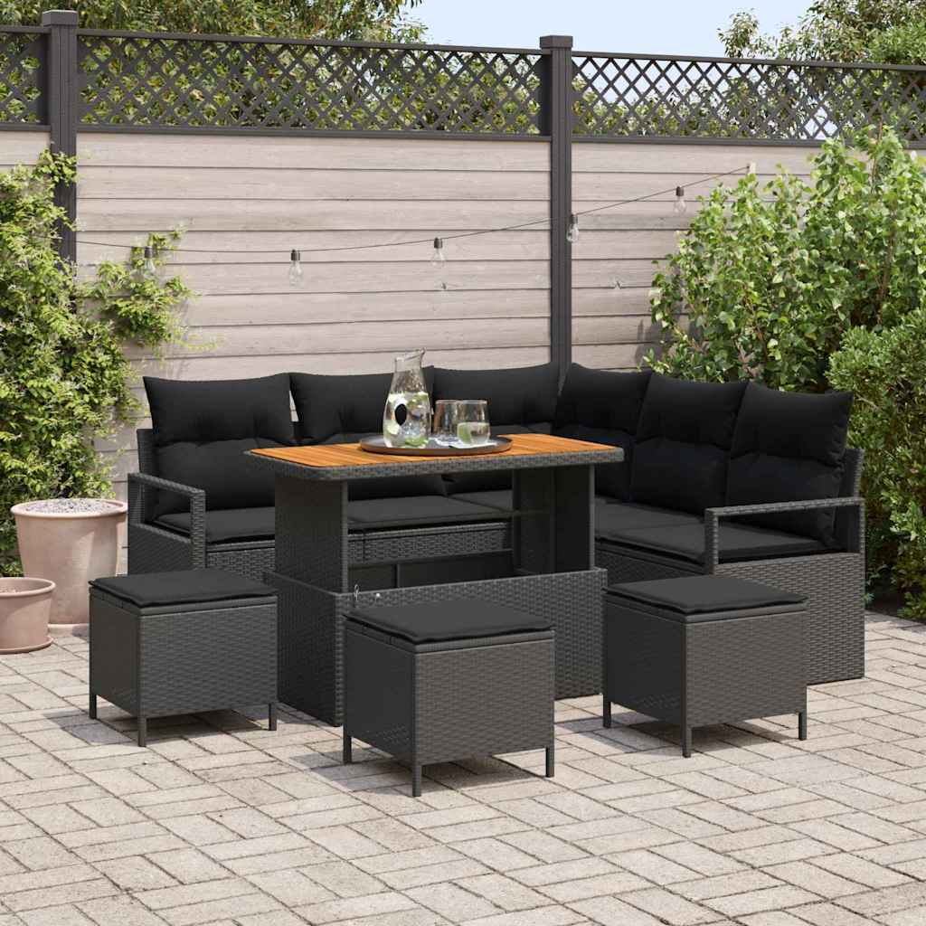 Garten-Sofa-Set 9 stk. 8-Sitzanzahl Schwarz