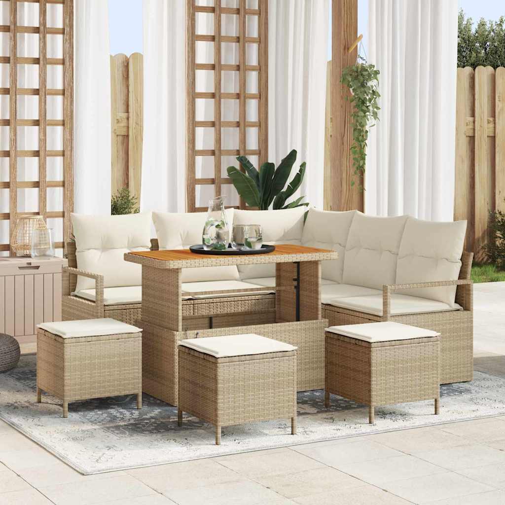 Garten-Sofa-Set 9 stk. 8-Sitzanzahl Beige und Creme