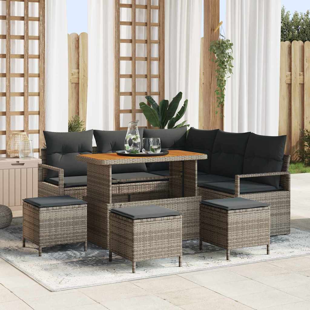 Garten-Sofa-Set 9 stk. 8-Sitzanzahl Grau