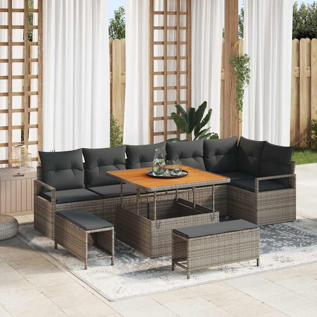 Garten-Sofa-Set 9 stk. 8-Sitzanzahl Grau