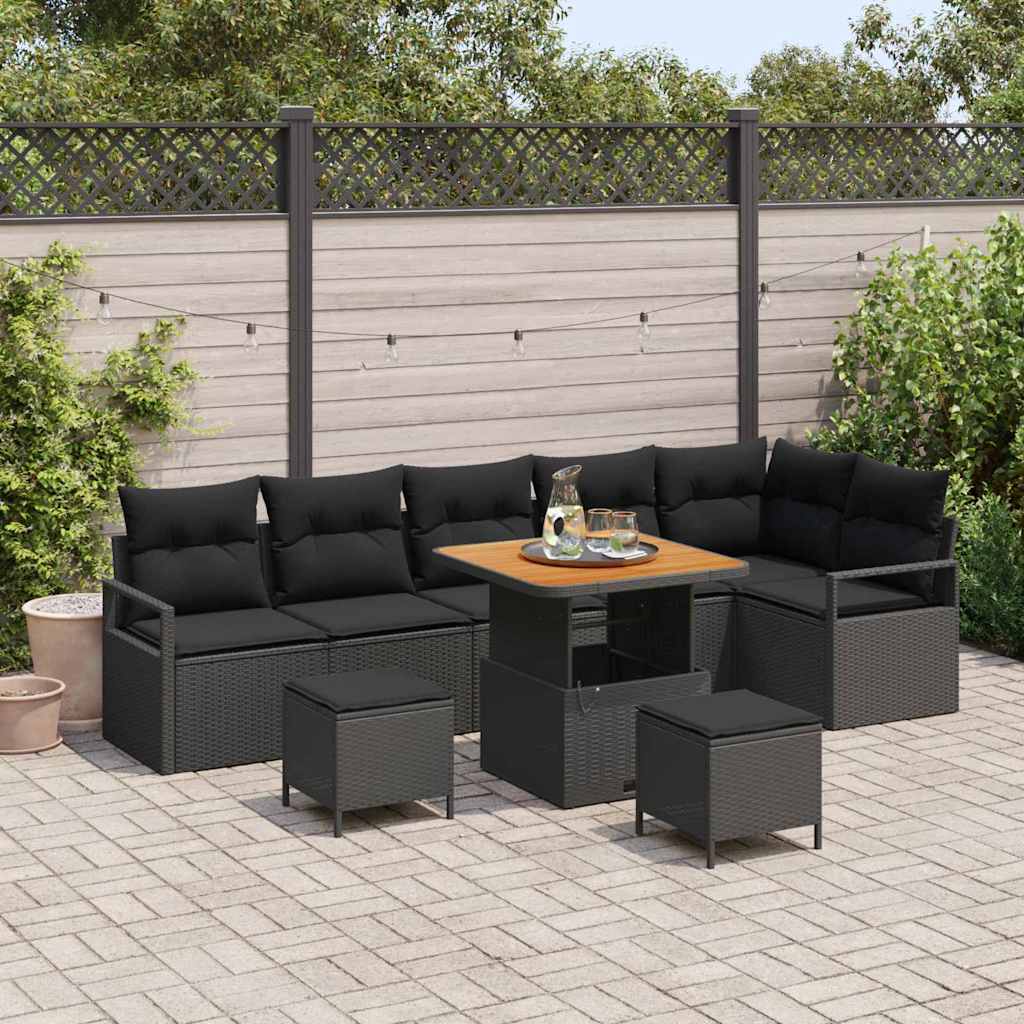 Garten-Sofa-Set 9 stk. 8-Sitzanzahl Schwarz
