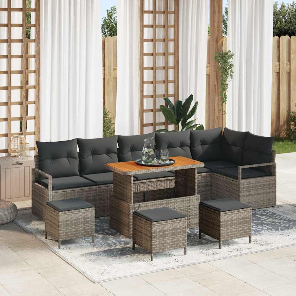 Garten-Sofa-Set 10 stk. 9-Sitzanzahl Grau