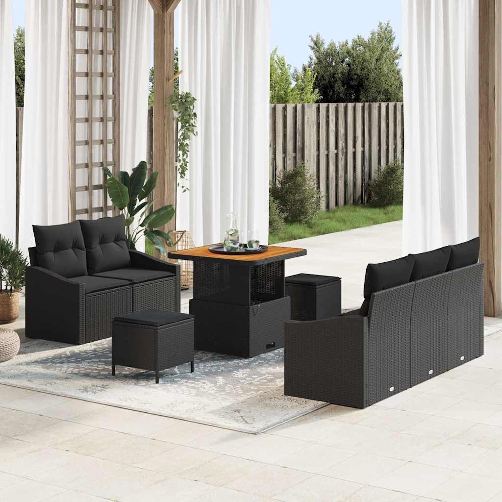 Garten-Sofa-Set 8 Stk. 7-Sitzanzahl Schwarz