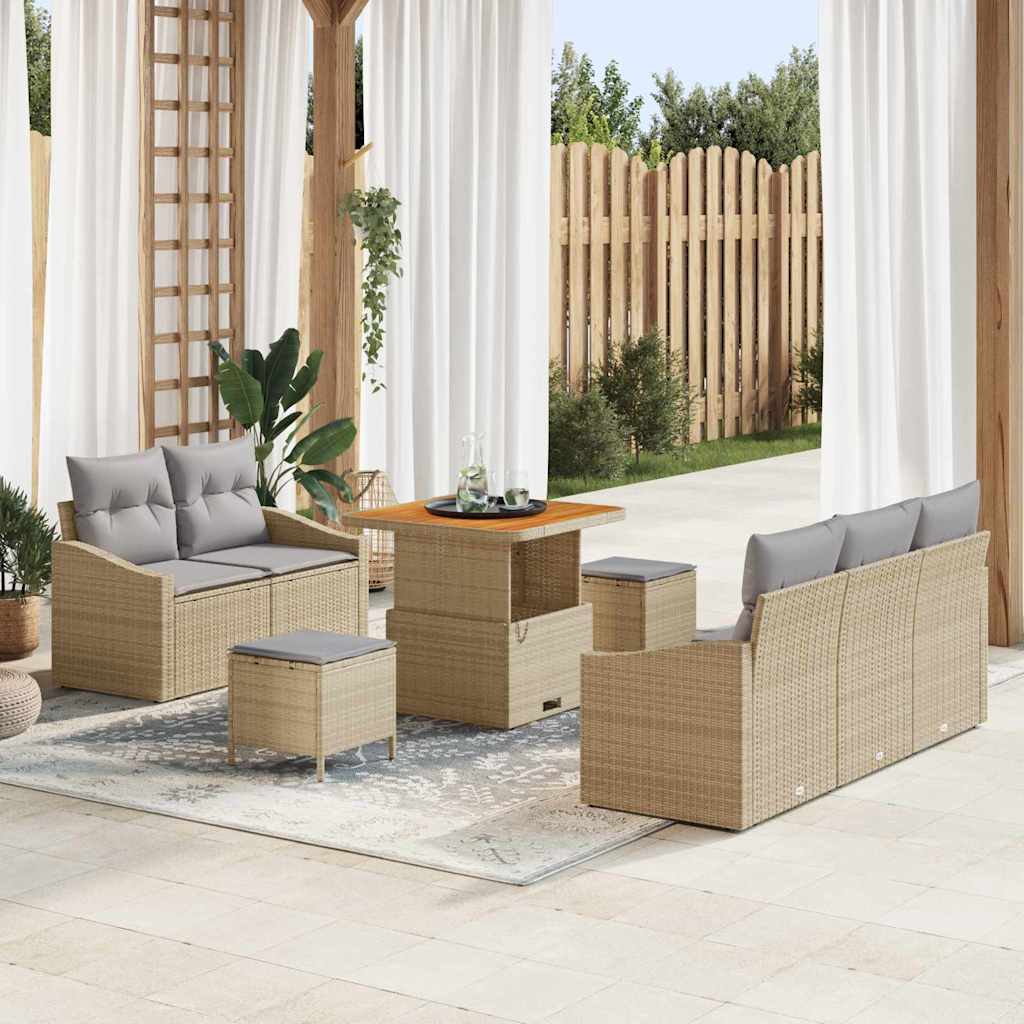 Garten-Sofa-Set 8 Stk. 7-Sitzanzahl Beige