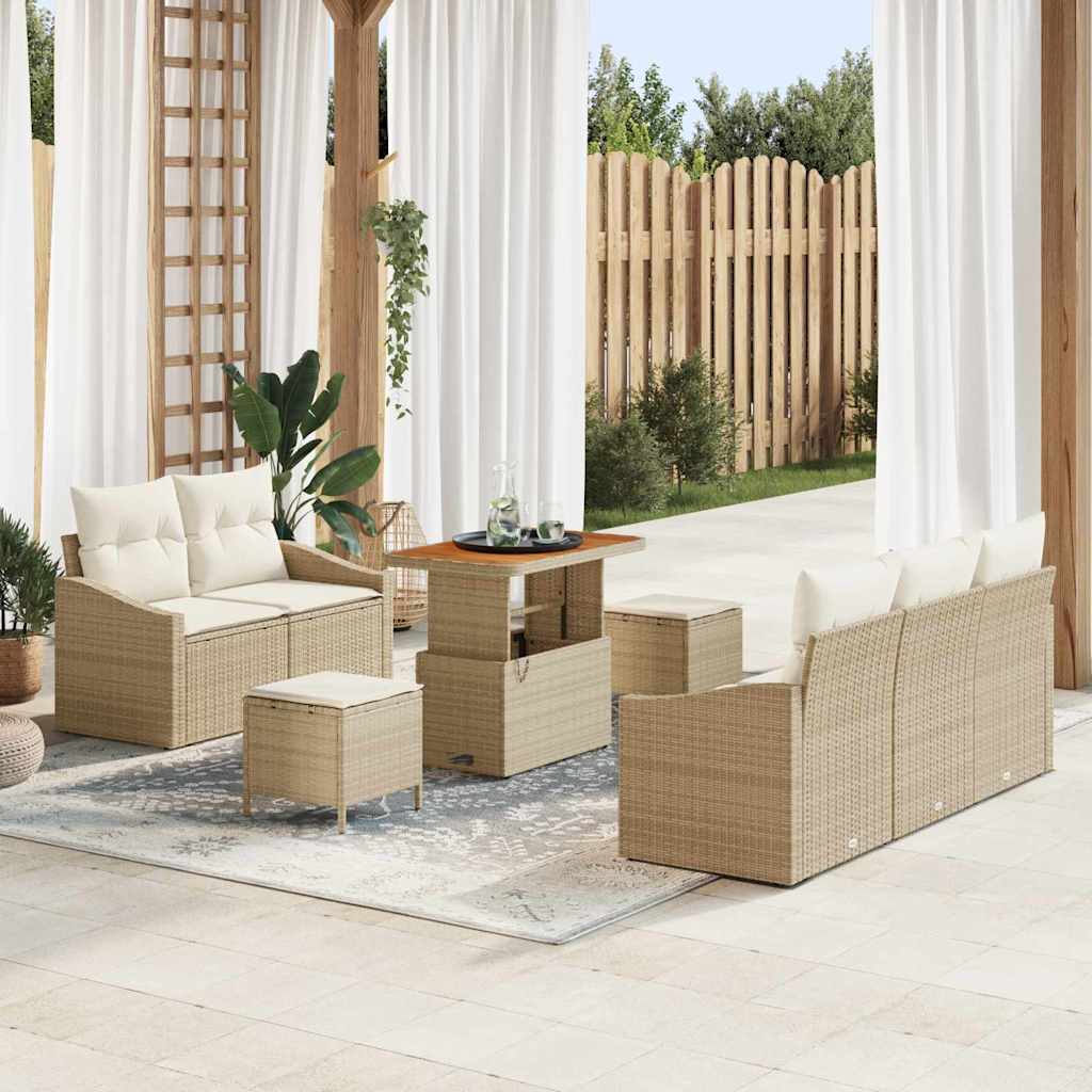 Garten-Sofa-Set 8 Stk. 7-Sitzanzahl Beige