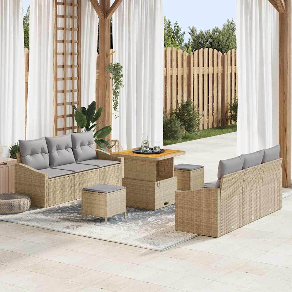 Garten-Sofa-Set 9 Stk. 8-Sitzanzahl Beige