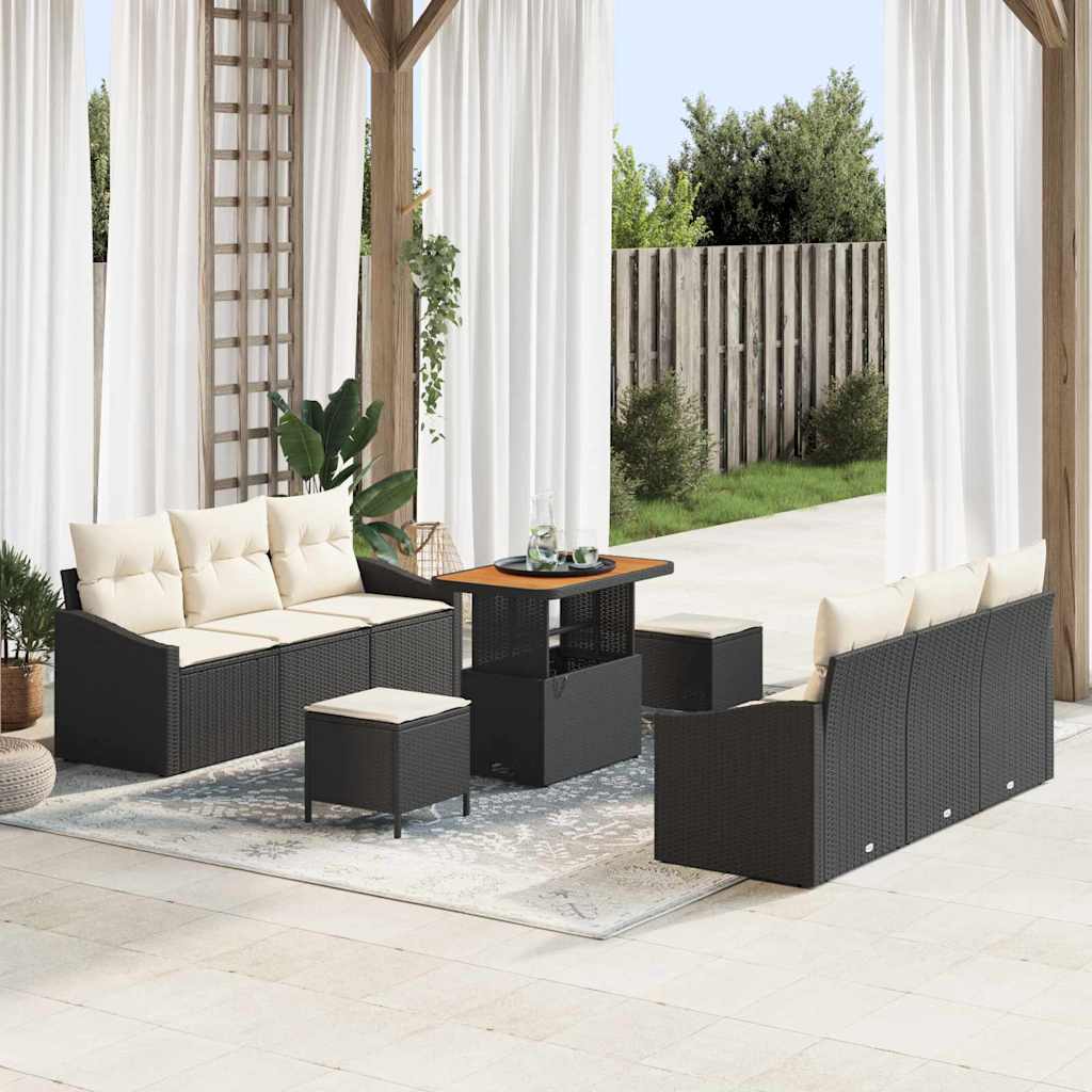 Garten-Sofa-Set 9 Stk. 8-Sitzanzahl Schwarz