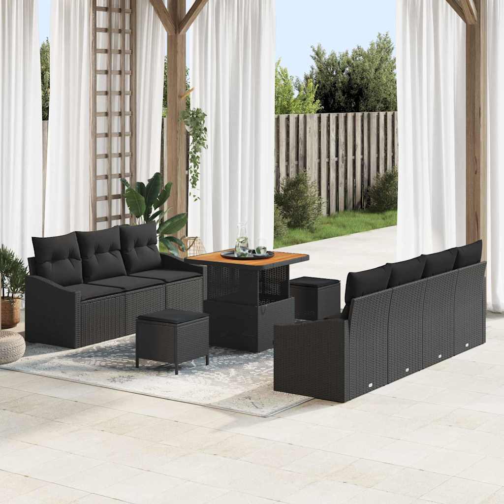 Garten-Sofa-Set 10 stk. 9-Sitzanzahl Schwarz