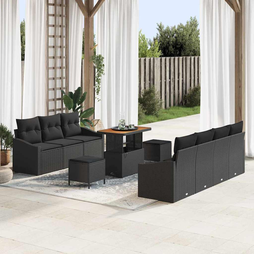 Garten-Sofa-Set 10 stk. 9-Sitzanzahl Schwarz