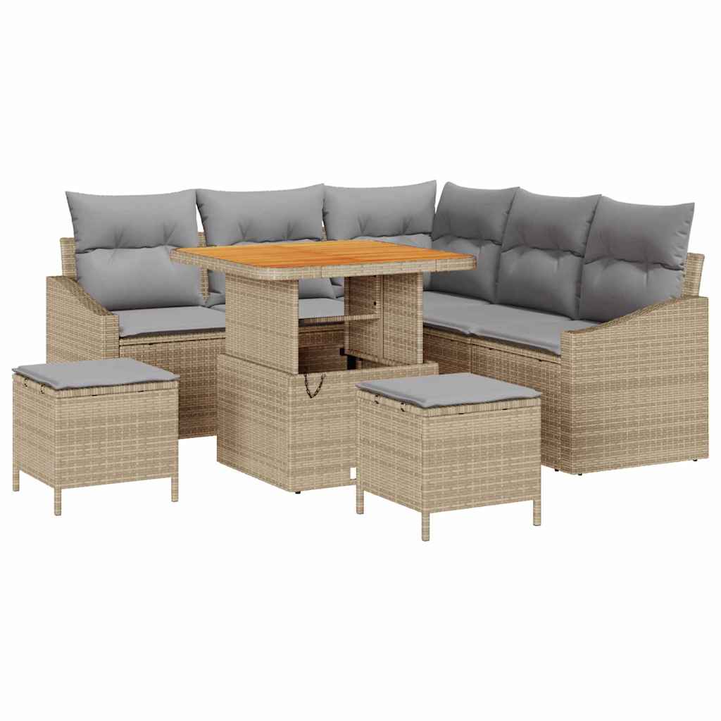 Gartensofa-set 8 stk. 7-Sitzanzahl Beige Poly Rattan