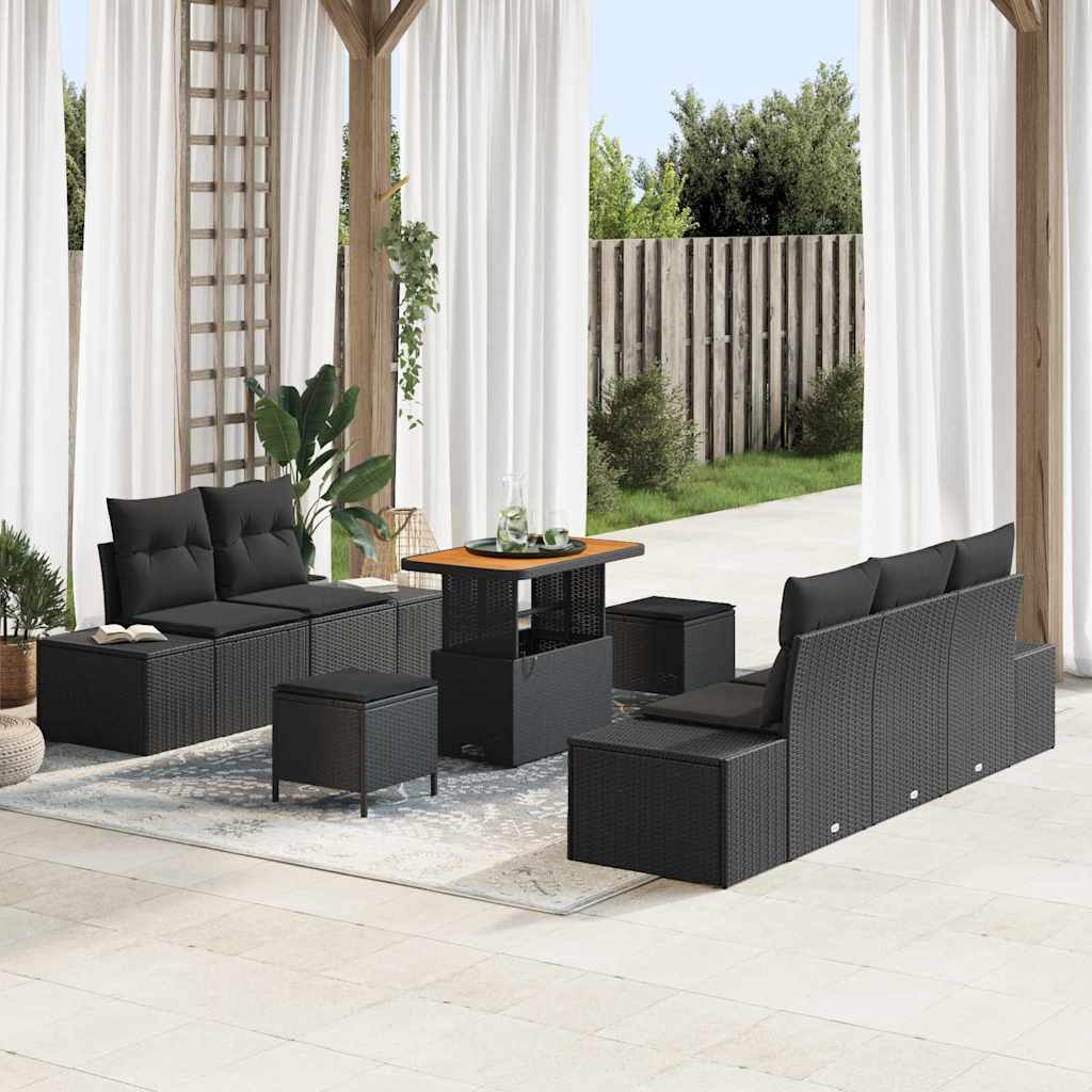 Gartensofa-set 8 stk. 7-Sitzanzahl Schwarz Poly Rattan