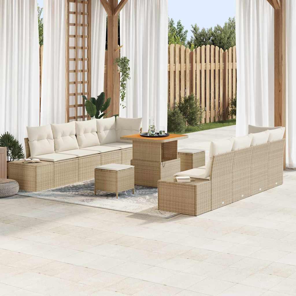 Gartensofa-set Beige Poly Rattan