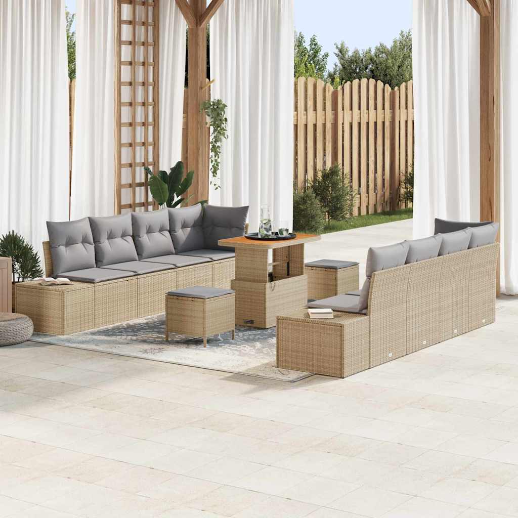 Gartensofa-set Beige Poly Rattan