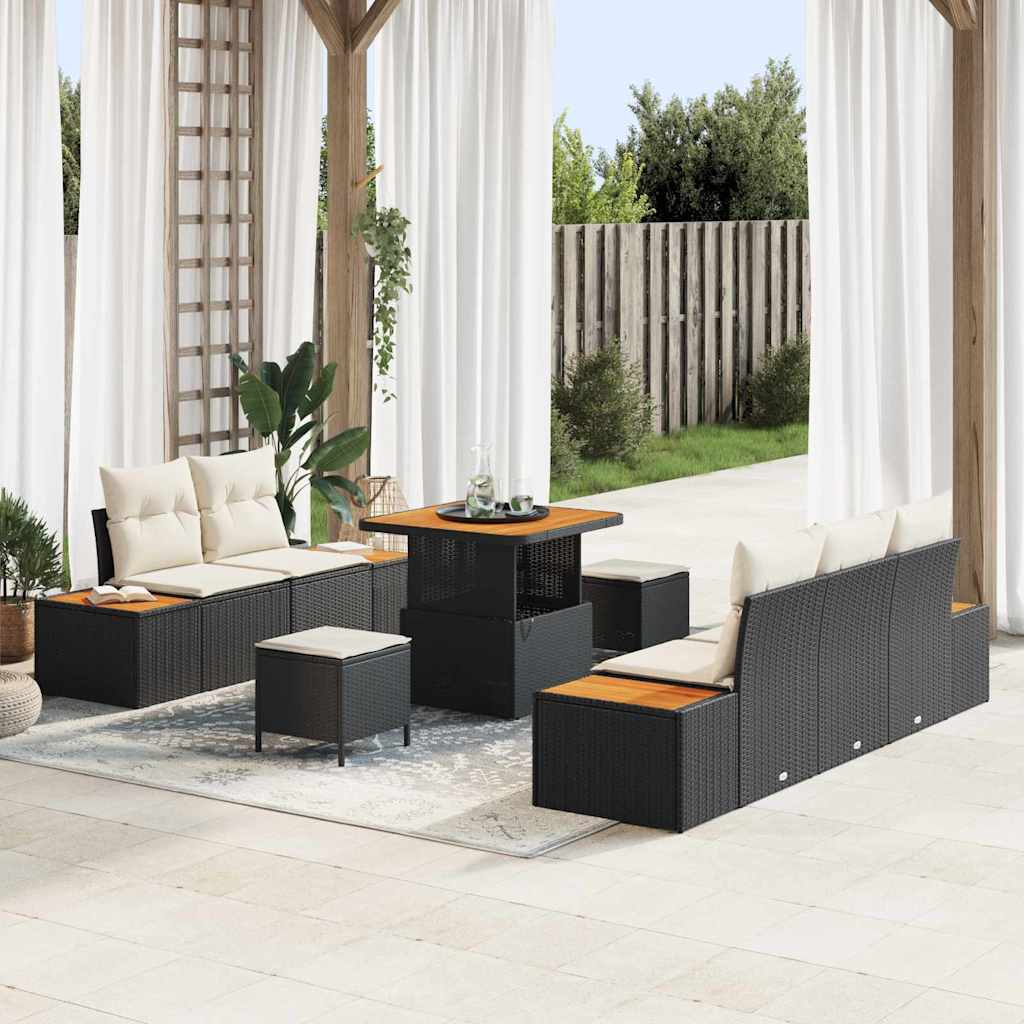 Garten-Sofa-Set 8 Stk. 7-Sitzanzahl Schwarz