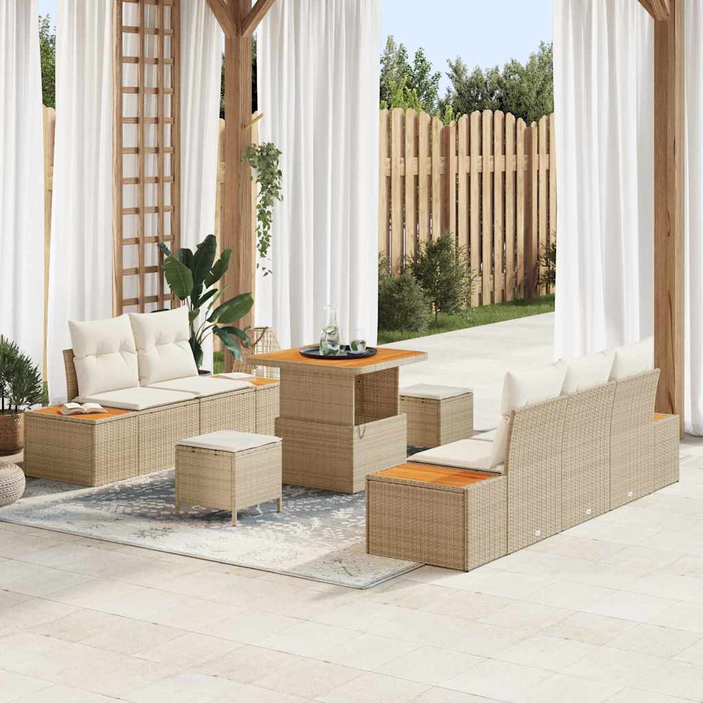 Garten-Sofa-Set 8 Stk. 7-Sitzanzahl Beige