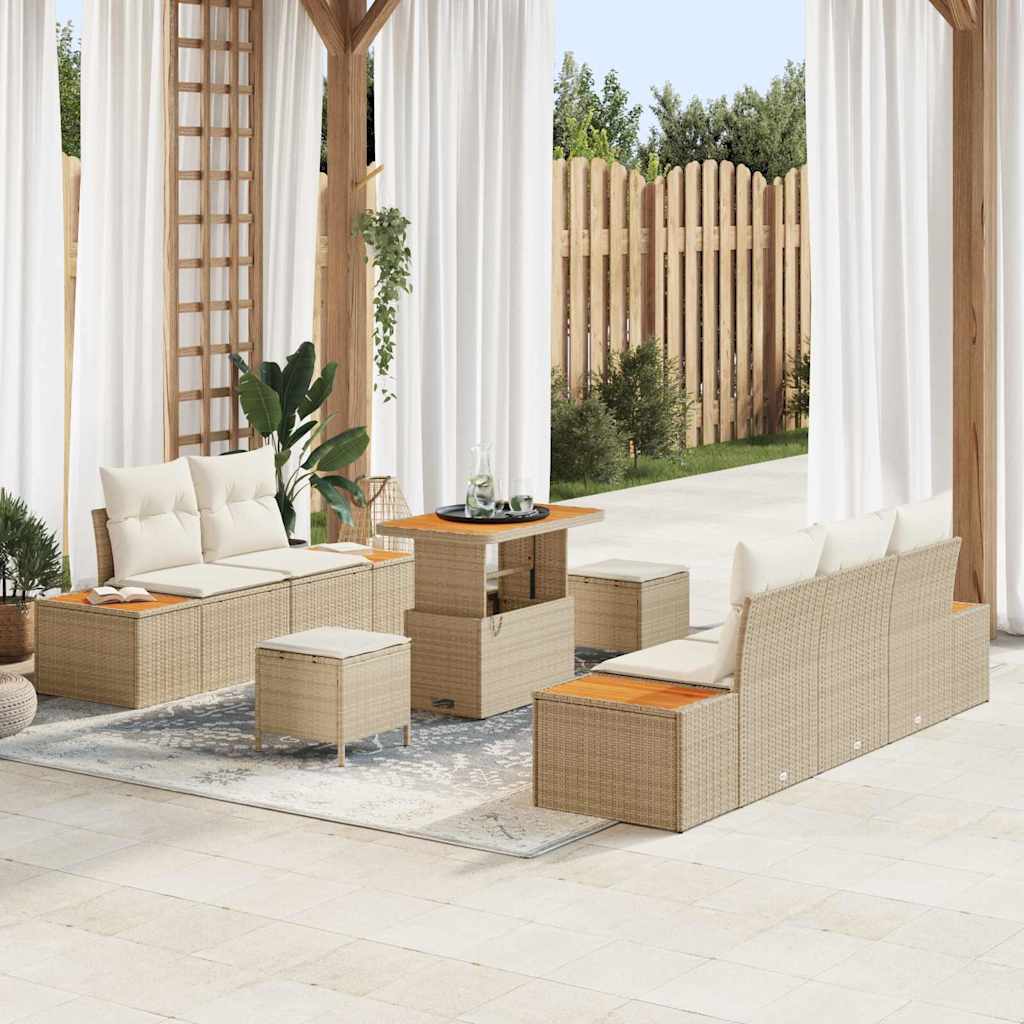 Garten-Sofa-Set 8 Stk. 7-Sitzanzahl Beige