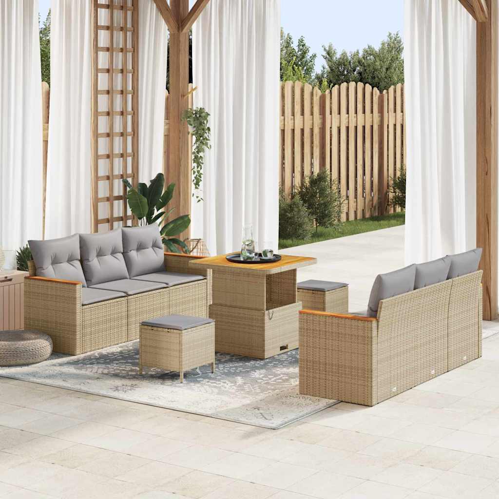 Gartensofa-set 11 stk. 10-Sitzanzahl Beige und Hellgrau