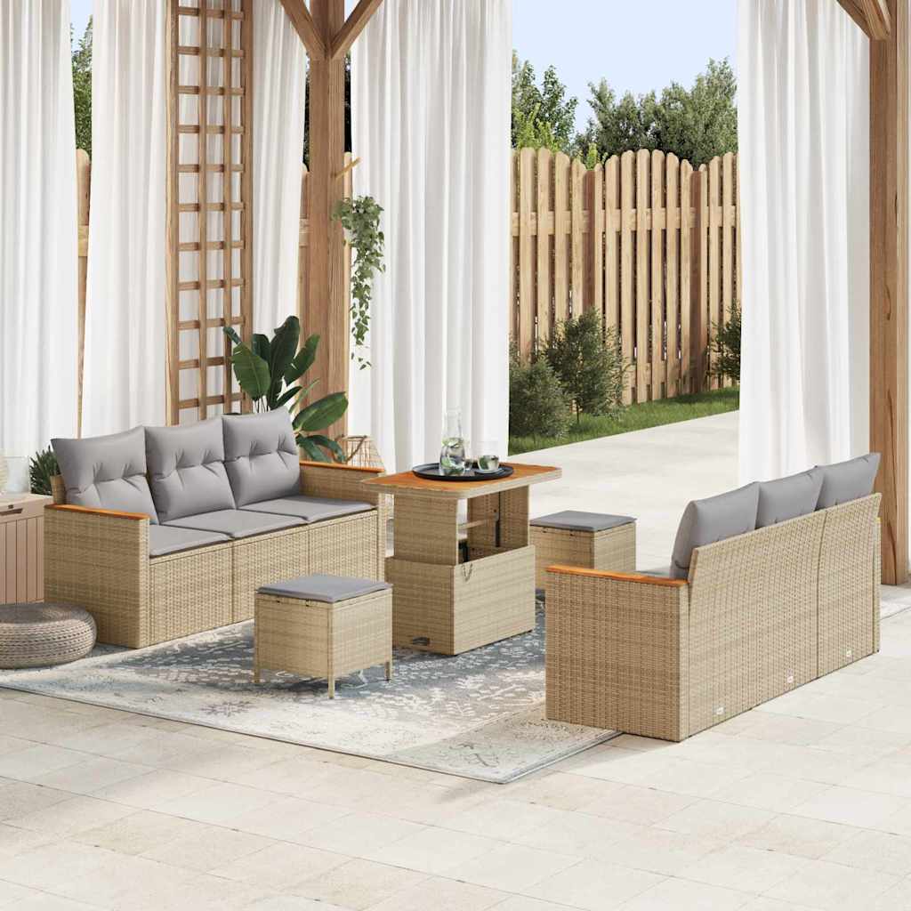 Gartensofa-set 11 stk. 10-Sitzanzahl Beige und Hellgrau