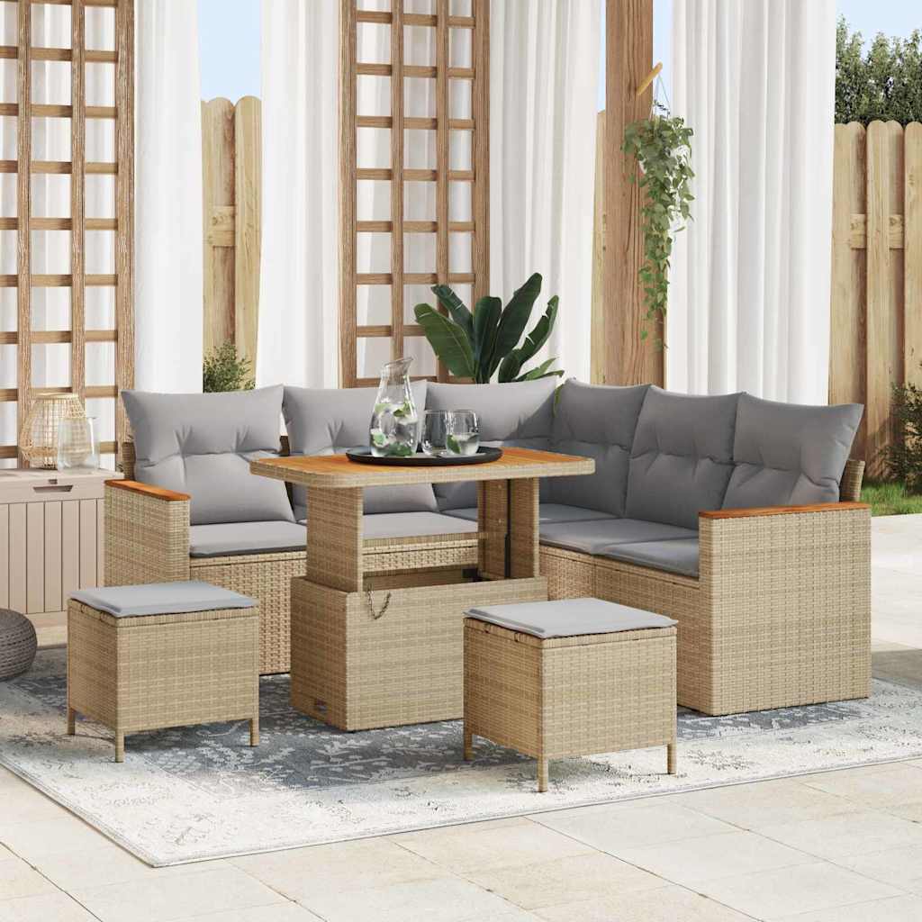 Gartensofa-set 8 stk. 5-Sitzanzahl Beige Poly Rattan