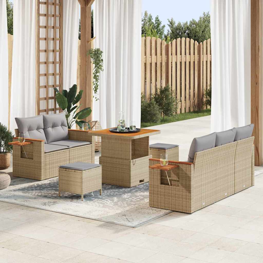 Gartensofa-set 10 stk. 7-Sitzanzahl Beige und Hellgrau