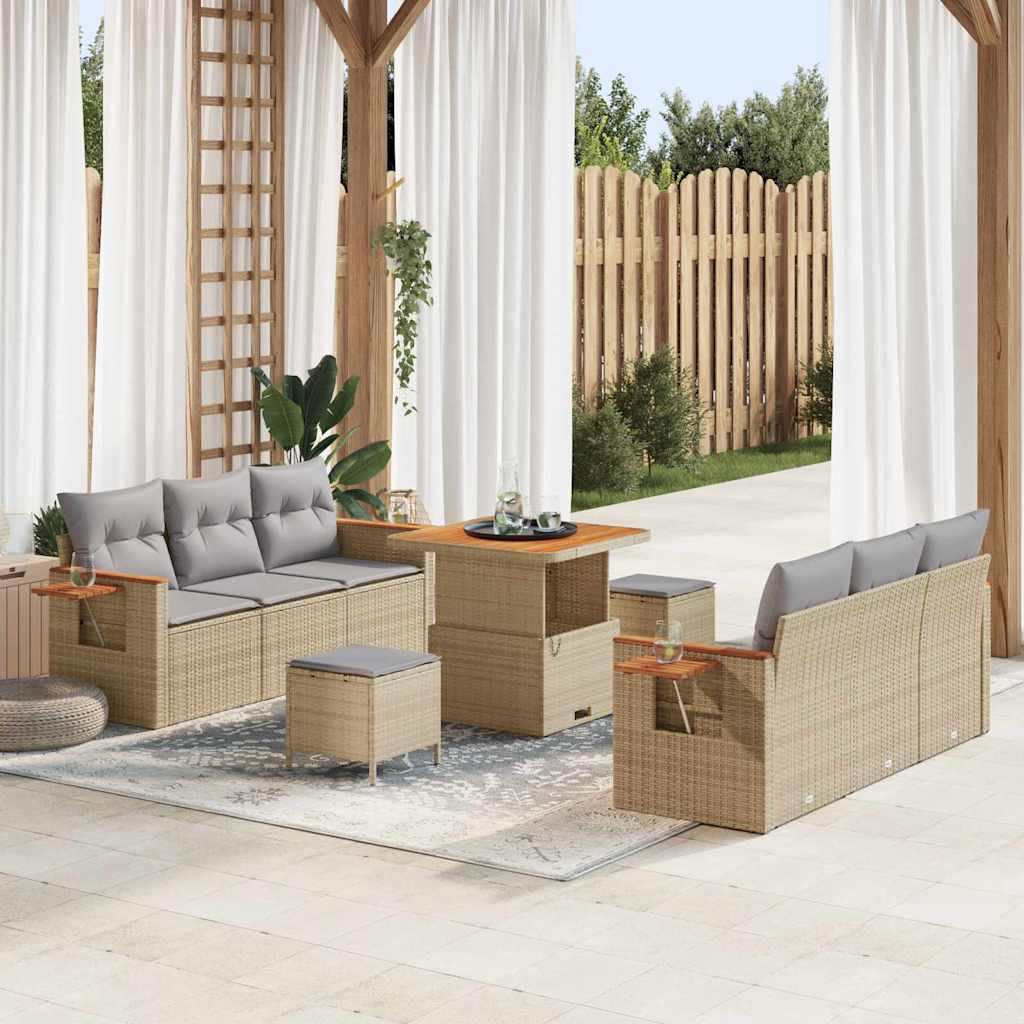 Gartensofa-set 11 stk. 8-Sitzanzahl Beige und Hellgrau