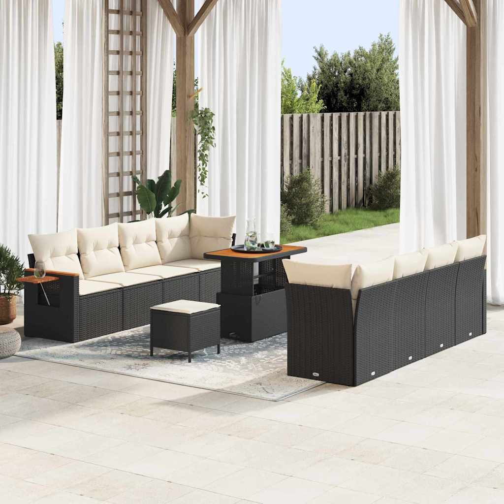 Gartensofa-set 12 Stk. 10-Sitzanzahl Schwarz und Creme