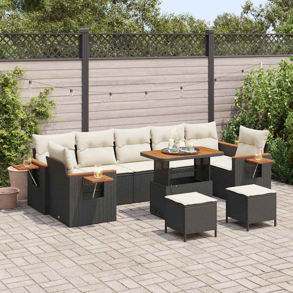 Gartensofa-set 13 stk. 9-Sitzanzahl Schwarz und Creme