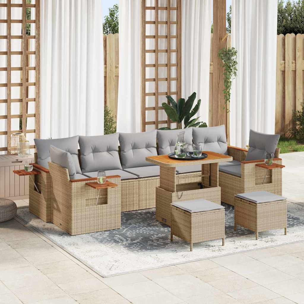 Gartensofa-set 13 stk. 9-Sitzanzahl Beige und Hellgrau
