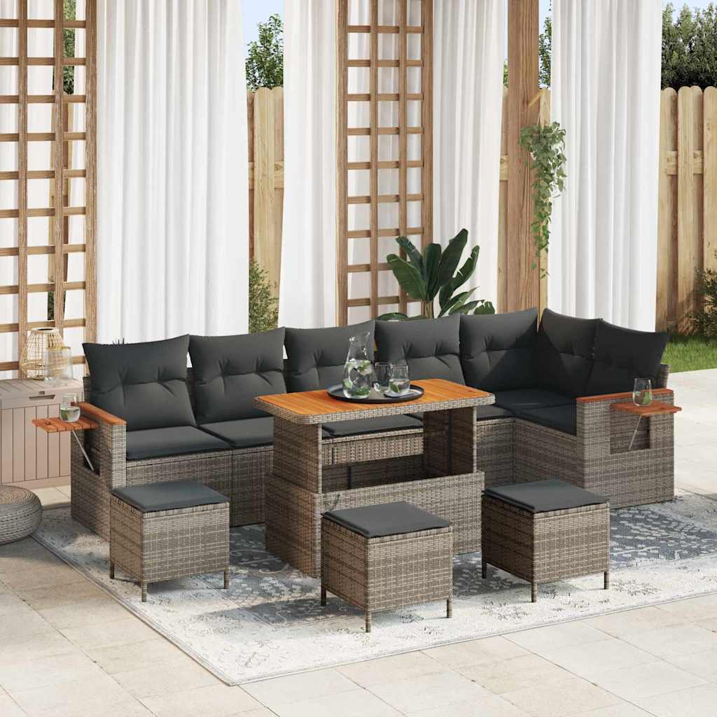 Gartensofa-set 12 Stk. 8-Sitzanzahl Grau Poly-Rattan