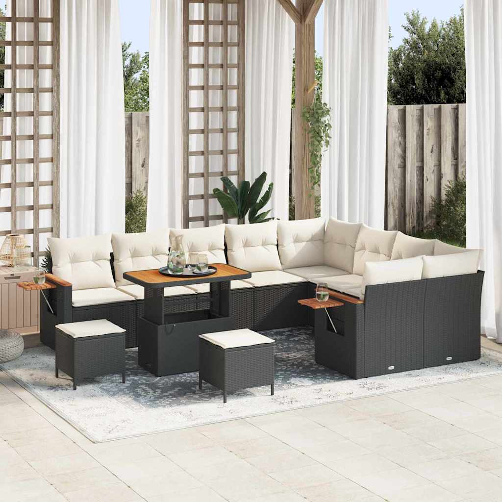 Gartensofa-set 13 Stk. 9-Sitzanzahl Schwarz und Creme