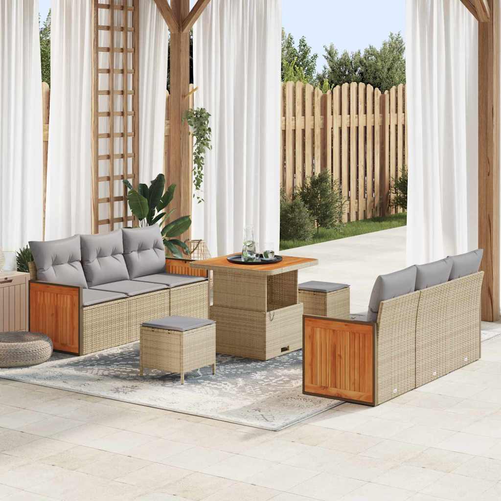 Gartensofa-set 11 stk. 8-Sitzanzahl Beige und Hellgrau