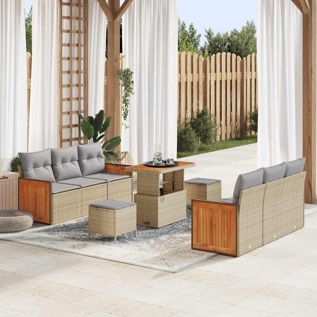 Gartensofa-set 11 stk. 8-Sitzanzahl Beige und Hellgrau
