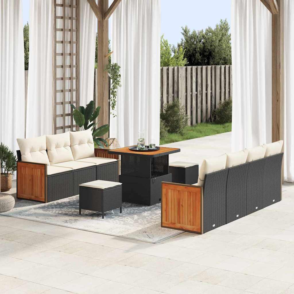Gartensofa-set 13 stk. 9-Sitzanzahl Schwarz und Creme