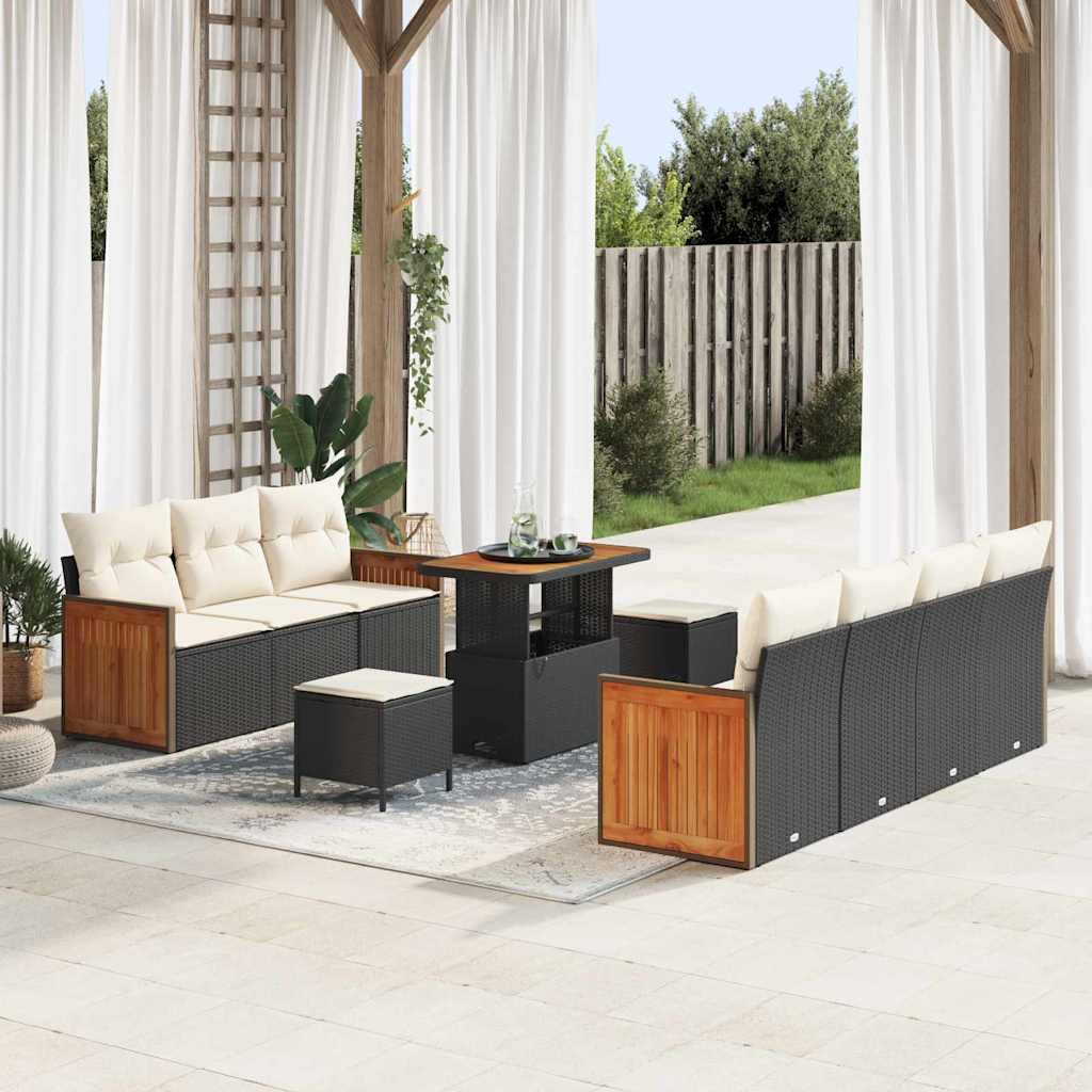 Gartensofa-set 13 stk. 9-Sitzanzahl Schwarz und Creme