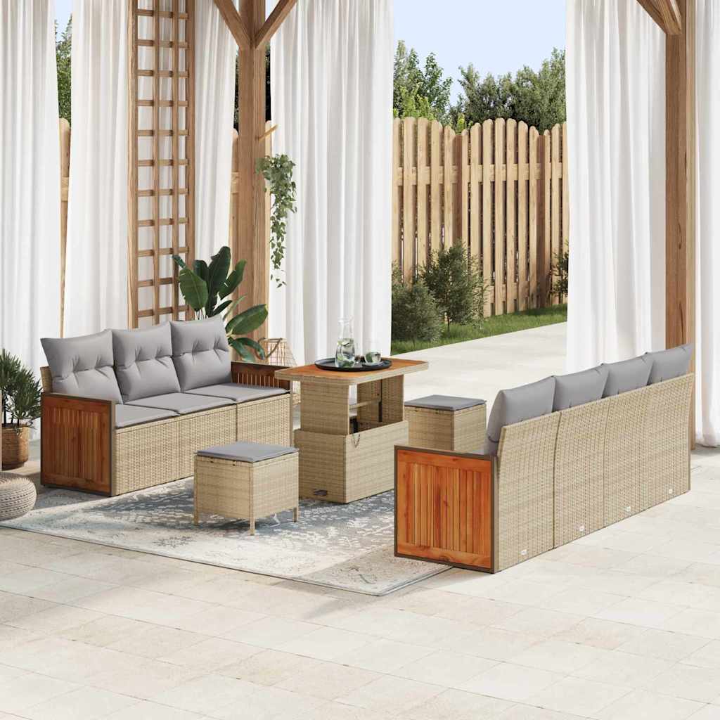 Gartensofa-set 13 stk. 9-Sitzanzahl Beige und Hellgrau
