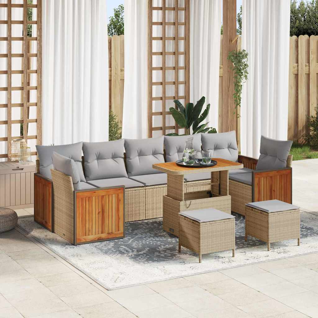 Gartensofa-set 13 Stk. 9-Sitzanzahl Beige und Hellgrau