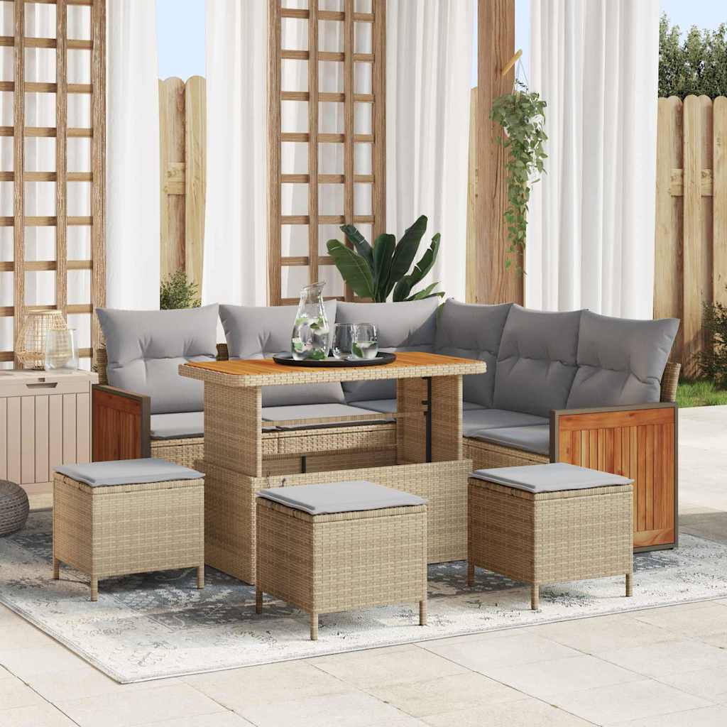 Gartensofa-set 9 stk. 7-Sitzanzahl Beige und Hellgrau