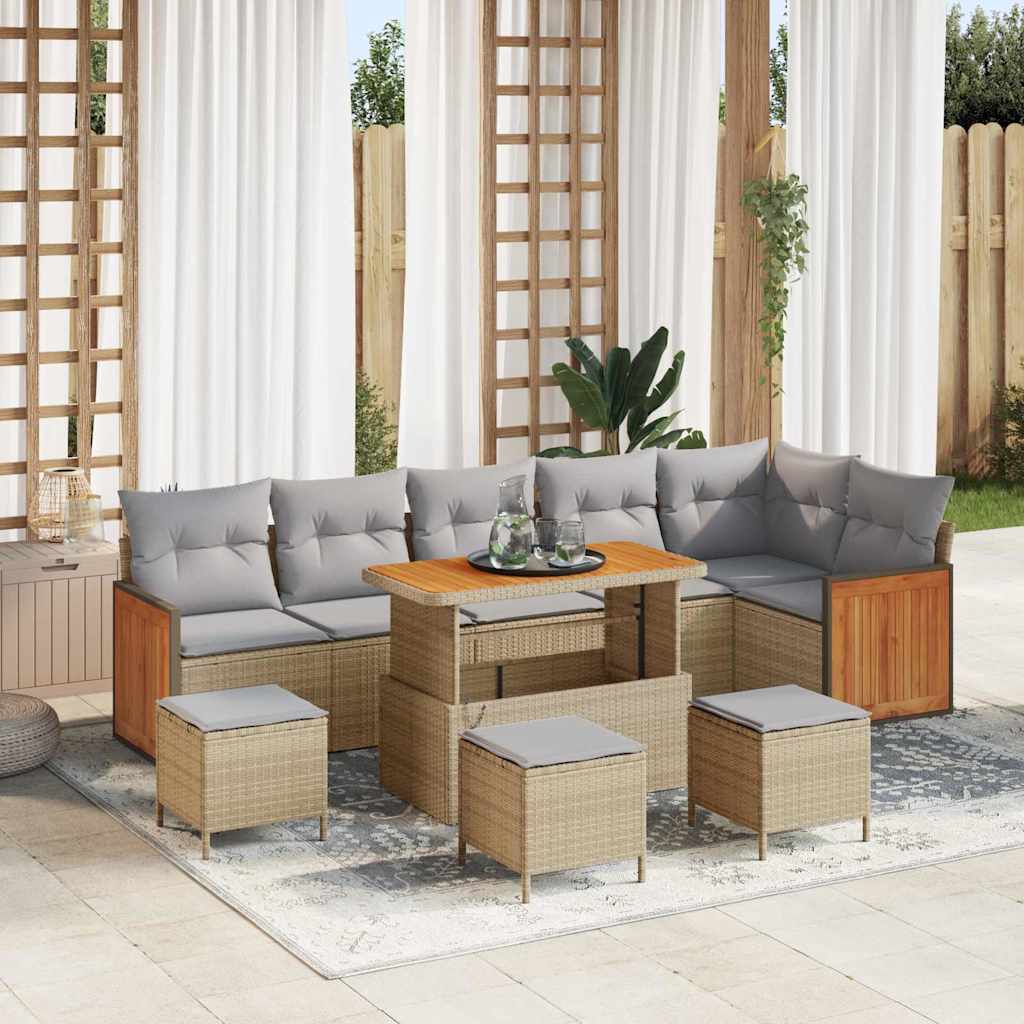 Gartensofa-set 12 Stk. 8-Sitzanzahl Beige und Hellgrau